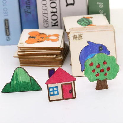 20pcs Kids Wooden Drawing Toys - Montessori DIY Painting Stencils & Puzzle Craft Toys for Educational Play & Gifts for Children