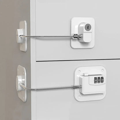Child Safety Lock for Cabinets & Fridge - Stainless Steel Cable Protection for Kids & Baby Home Security