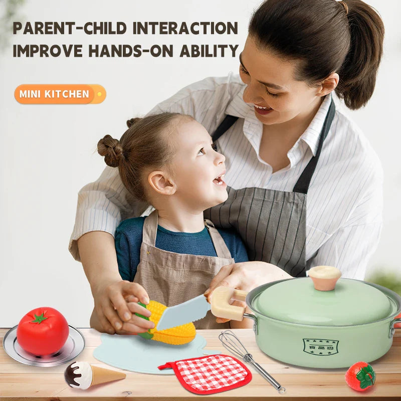 Montessori Kitchen Tools Toy Set | Children's Kitchen Includes Cookware, Fruit Bowl & Soup Ladle for Creative Play and Learning Experience