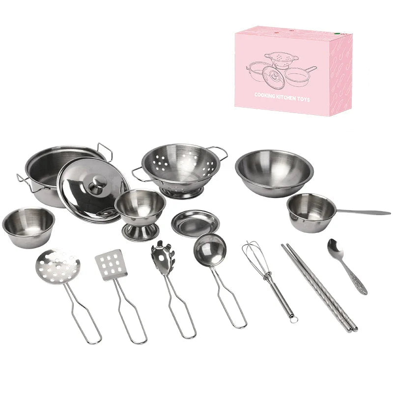 Montessori Kitchen Tools Toy Set | Children's Kitchen Includes Cookware, Fruit Bowl & Soup Ladle for Creative Play and Learning Experience