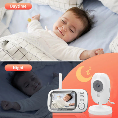 Wireless Video Baby Monitor with 3.5-Inch Display, Night Vision, Temperature Monitoring & Two-Way Audio for Baby Care and Security