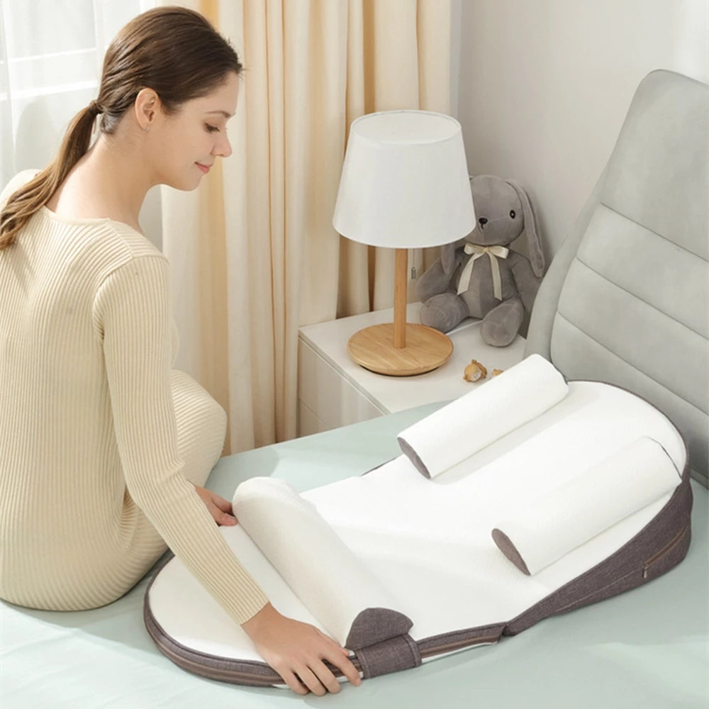 Organic Cotton Baby Lounger | Anti-Roll Sides, Gentle Incline & Portable for Supervised Playtime and Bonding