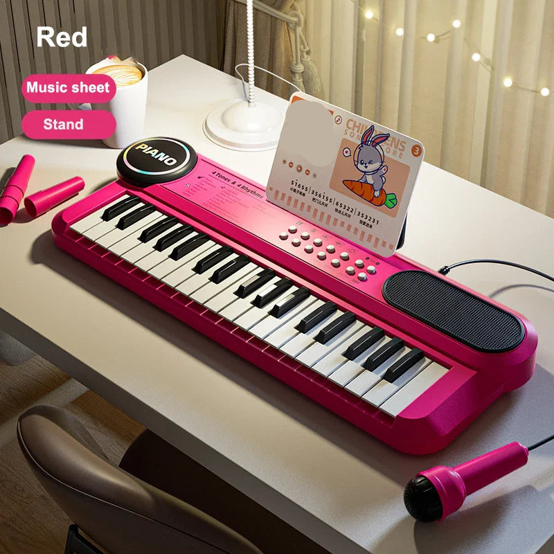 Multifunctional 37-Key Kinderpiano Keyboard with Microphone - Educational Electronic Piano Toy for Kids