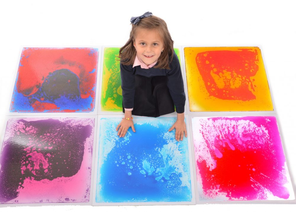 Liquid Floor Tiles - 50cm x 50cm Square Tiles - Set of 6 for Modern Home Flooring & Interior Design