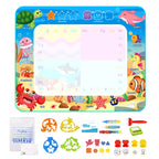 Magic Water Drawing Mat 100x80CM with Reusable Pens - Montessori Educational Coloring Doodle Board for Kids' Creative Play