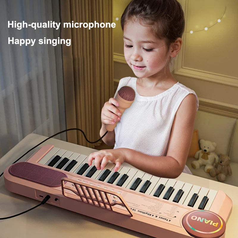 Multifunctional 37-Key Kinderpiano Keyboard with Microphone - Educational Electronic Piano Toy for Kids