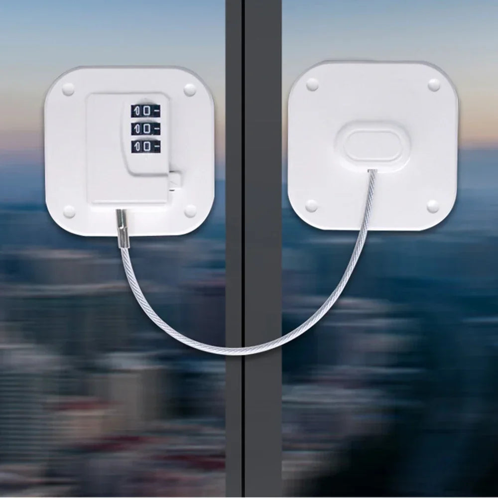 Child Safety Lock for Cabinets & Fridge - Stainless Steel Cable Protection for Kids & Baby Home Security