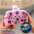 Children's Puzzle Busy Board with Buttons, Switches, LED Lights & Analog Circuit for Early Education Sensory Play Toys for Babies