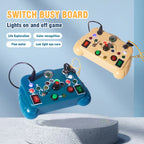 Children's Puzzle Busy Board with Buttons, Switches, LED Lights & Analog Circuit for Early Education Sensory Play Toys for Babies