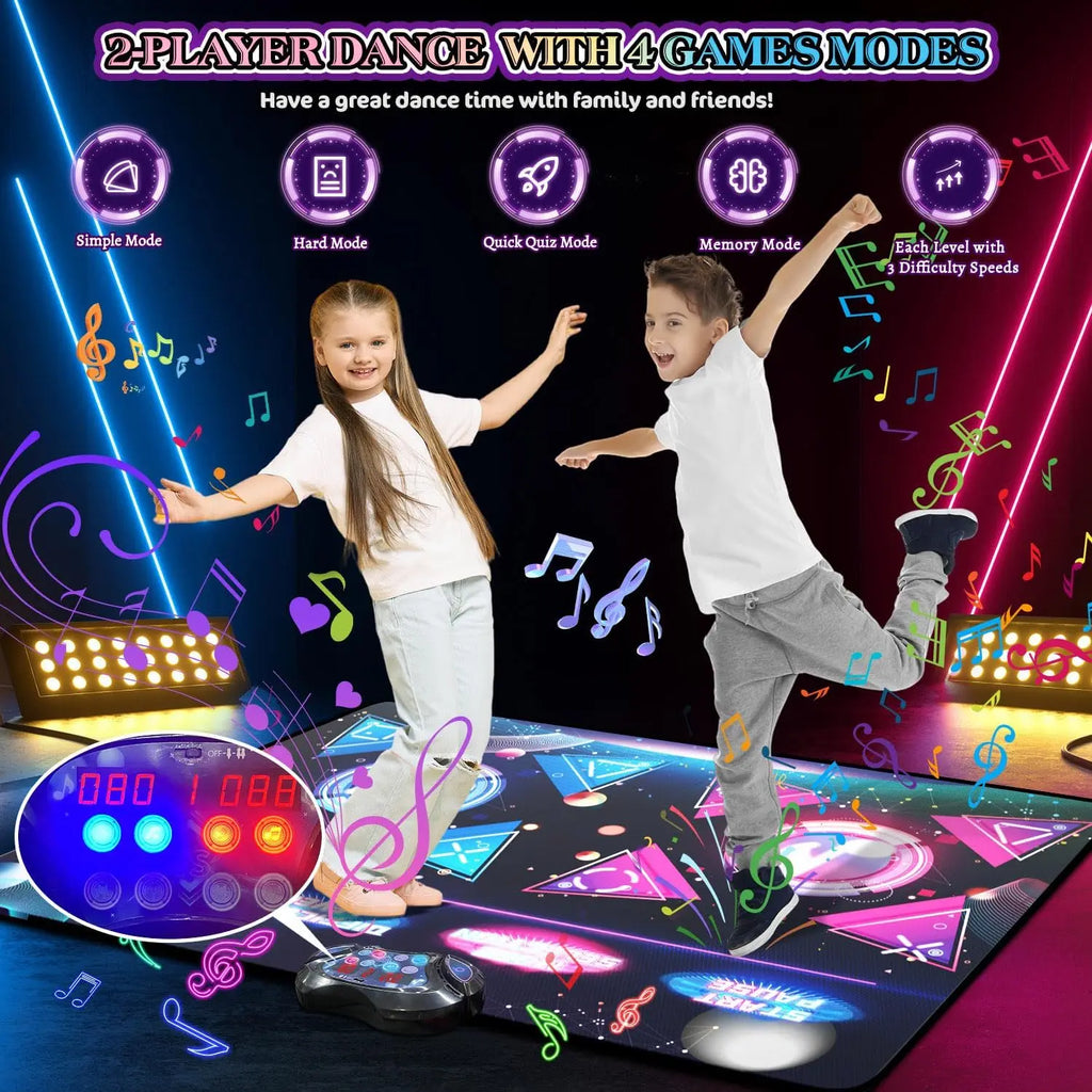 Large Electric Dance Mat for Kids - 8-Key Music Dance Pad with 2 Modes, 12 Games & 3 Levels - Perfect Christmas Gift for Girls
