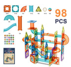 DIY Magnetic Magna Tiles Marble Run Track Wheel Building Toys Educational Toys for 6 Years Old