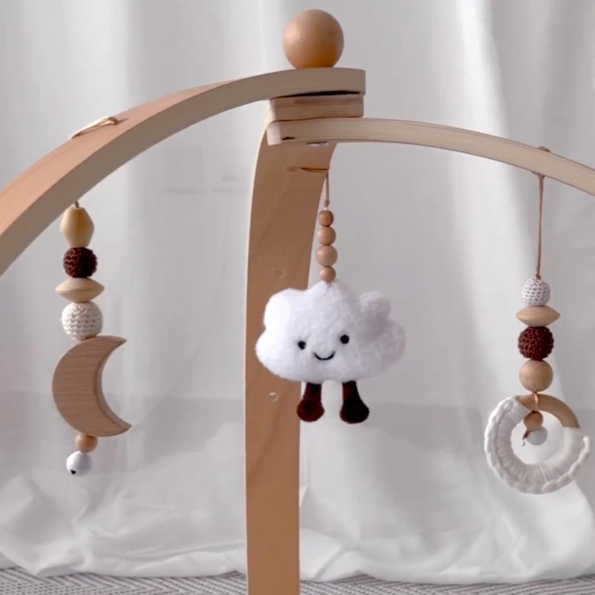 Wooden Baby Play Gym - Cot Mobile Playmat for Newborns
