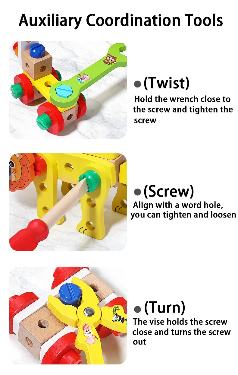Montessori Wooden Toolbox for Kids | 35 Eco-Friendly Tools for Hands-On Learning & Creative Adventures Ages 3-5+