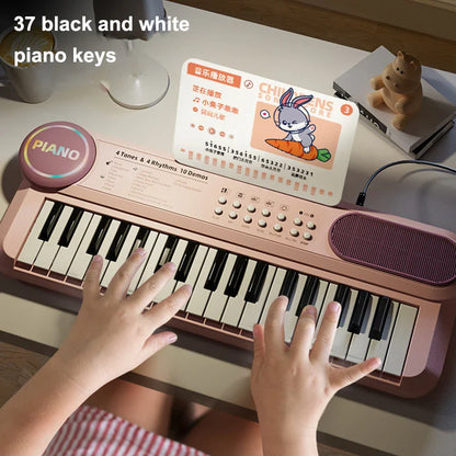 Multifunctional 37-Key Kinderpiano Keyboard with Microphone - Educational Electronic Piano Toy for Kids