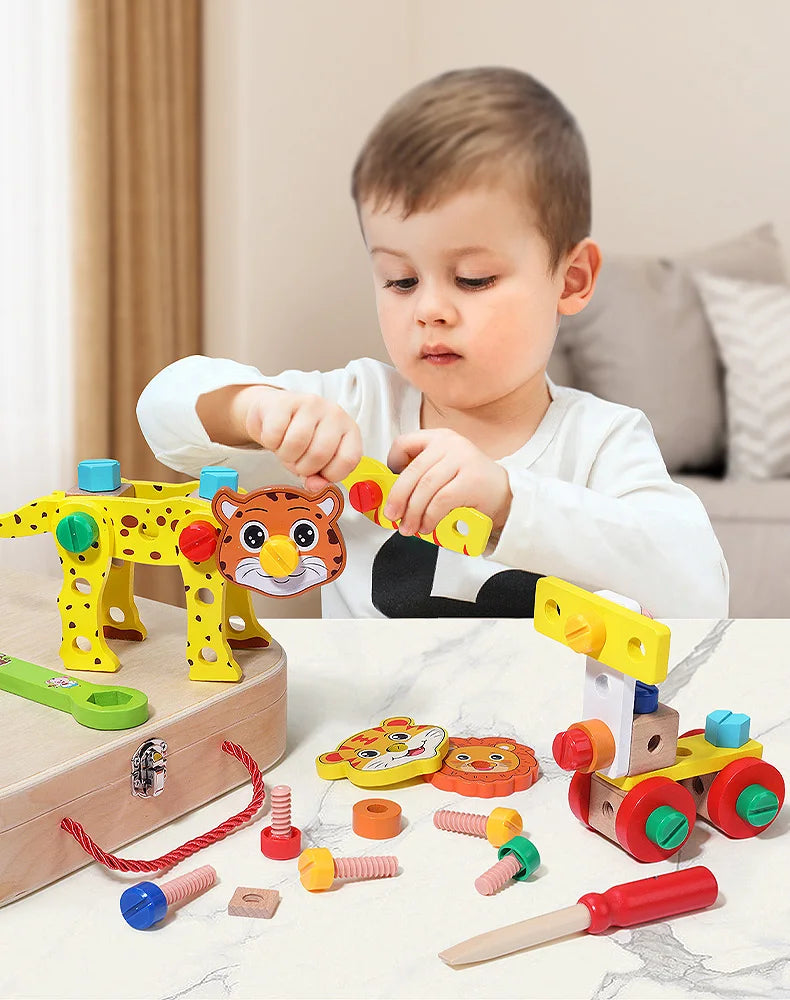 Montessori Wooden Toolbox for Kids | 35 Eco-Friendly Tools for Hands-On Learning & Creative Adventures Ages 3-5+