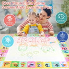 Magic Water Drawing Mat 100x80CM with Reusable Pens - Montessori Educational Coloring Doodle Board for Kids' Creative Play