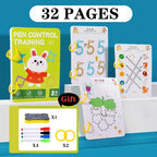 Reusable Magic Tracing Workbook for Kids - Montessori Drawing Practice Copybook for Educational Control Training and Creative Learning
