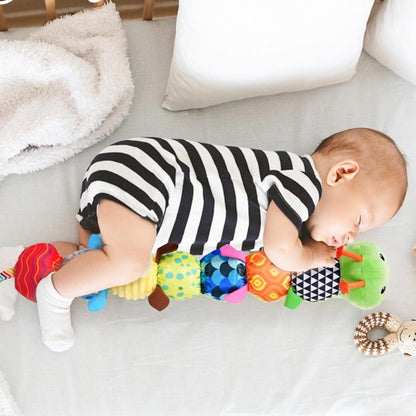 Sensory Plush Caterpillar Toy | Soft, Colorful Rattle & Music for Baby's Sensory Development and Playtime