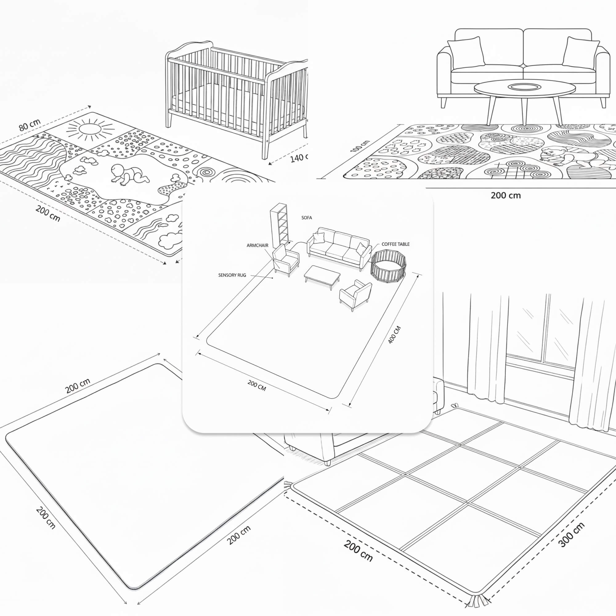 Sensory Rug for Babies | Non-Slip Tatami Matting | Thick Padded play Mat