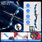 LED Light Up Bow and Arrow Set for Kids with Suction Cup Stand and Dart Board Target - Indoor & Outdoor Archery Game Toys