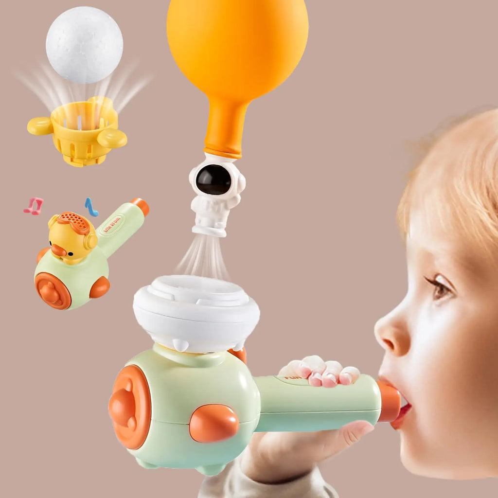 Montessori Sensory Toy for Babies - Whistle Ball Blowing Floating Blow Pipe Balls for Fine Motor Skills Development
