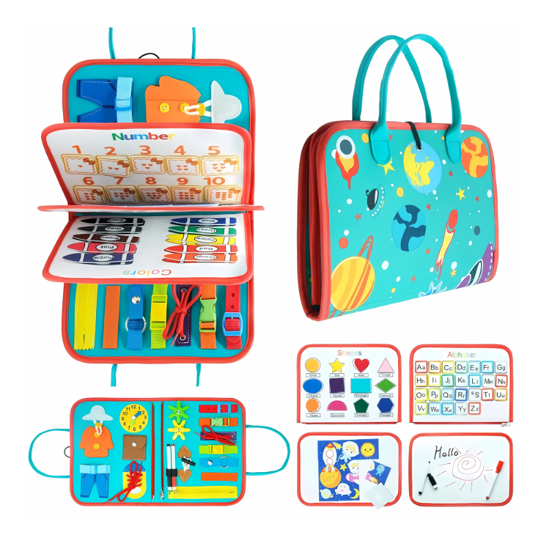 Toddler’s Busy Book – Montessori Sensory Activity Book & Busy Board for Early Learning and Fine Motor Skills