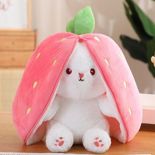 2-in-1 Plush Toy | Super Soft, Hypoallergenic Strawberry Bunny for Kids' Imaginative Play and Cuddles