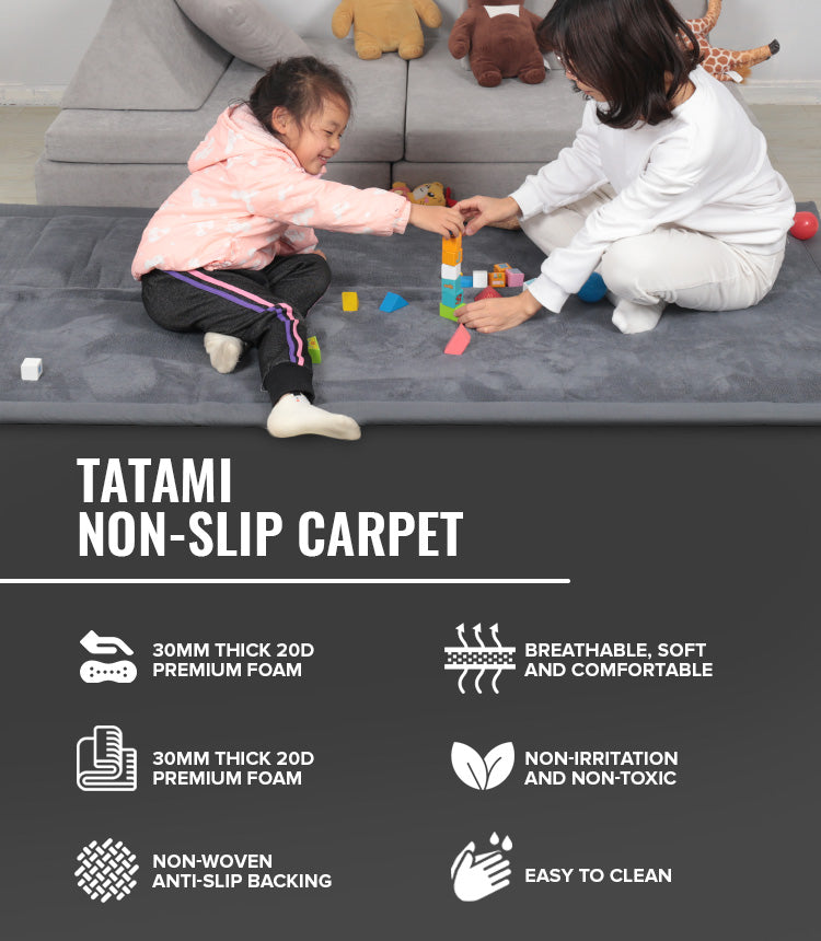 Kids Ultra-Soft Tatami Playmat | Non-Toxic, Anti-Slip & Perfect for Safe Playtime in Dark Grey