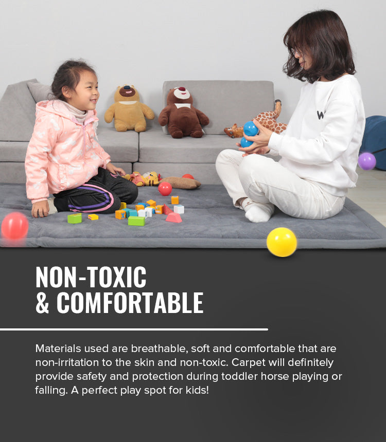 Kids Ultra-Soft Tatami Playmat | Non-Toxic, Anti-Slip & Perfect for Safe Playtime in Dark Grey