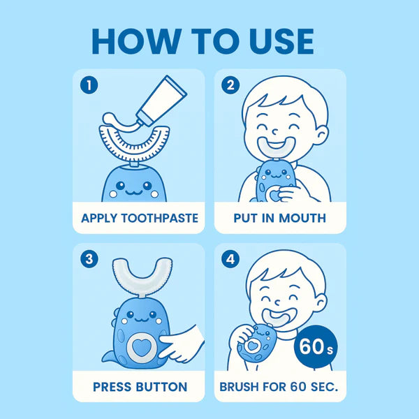 U-Shaped Electric Toothbrush for Kids | Hands-Free, Sonic Cleaning & Adjustable Modes for Fun Dental Care