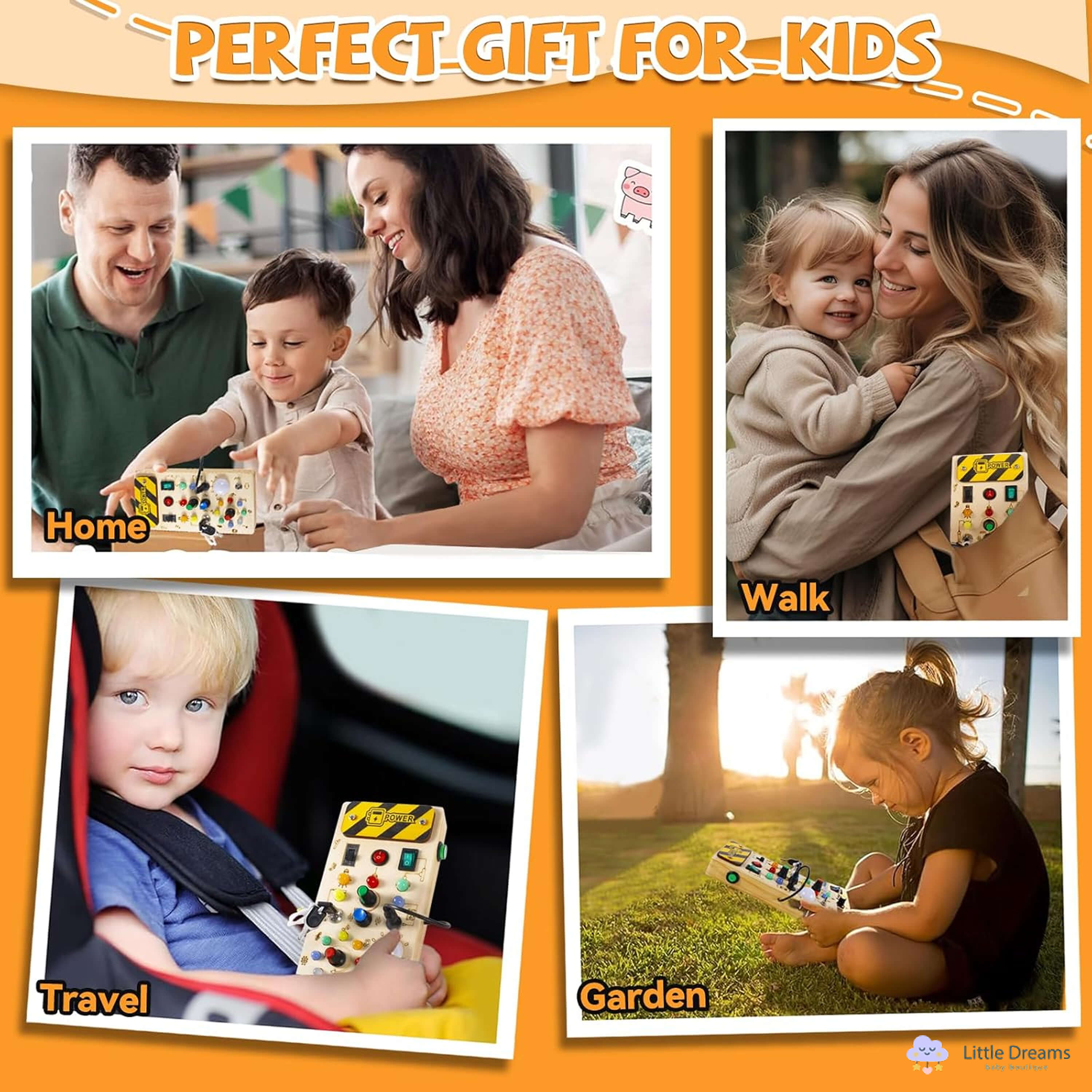 Toddlers Wooden Busy Board | Interactive, Safe & Engaging Activity Toy for Early Development and Exploration