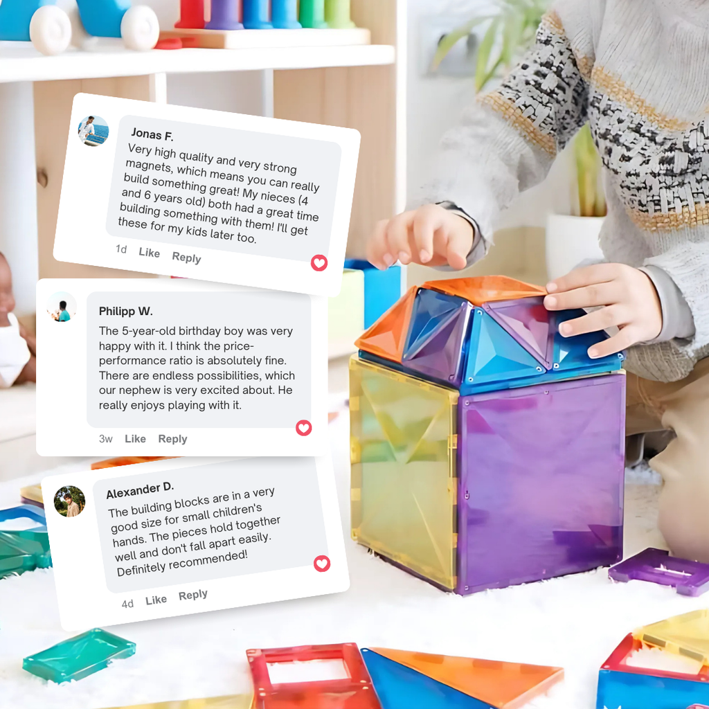 Magnetic Building Blocks Set for Kids - Educational STEM Toys - Creative Construction Play - 100 Pieces - Safe Non-Toxic Materials