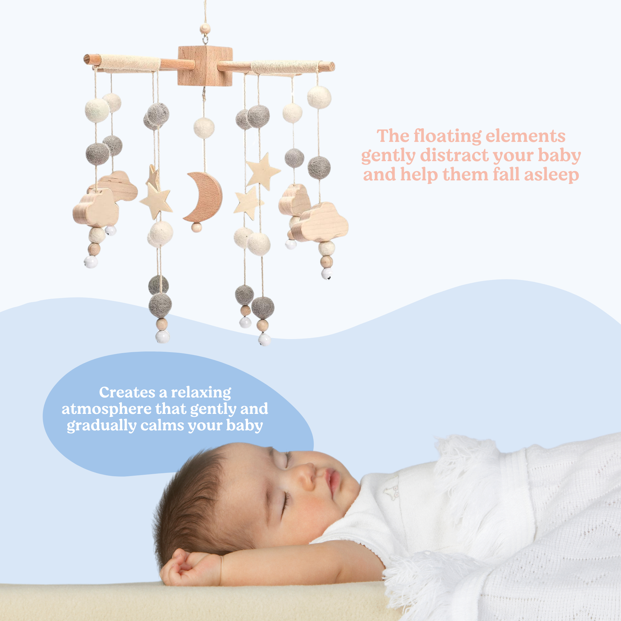 Baby Mobile for Crib - Soft Plush Toys - Musical Hanging Mobile - Nursery Decor - Unisex - Multi-Colour