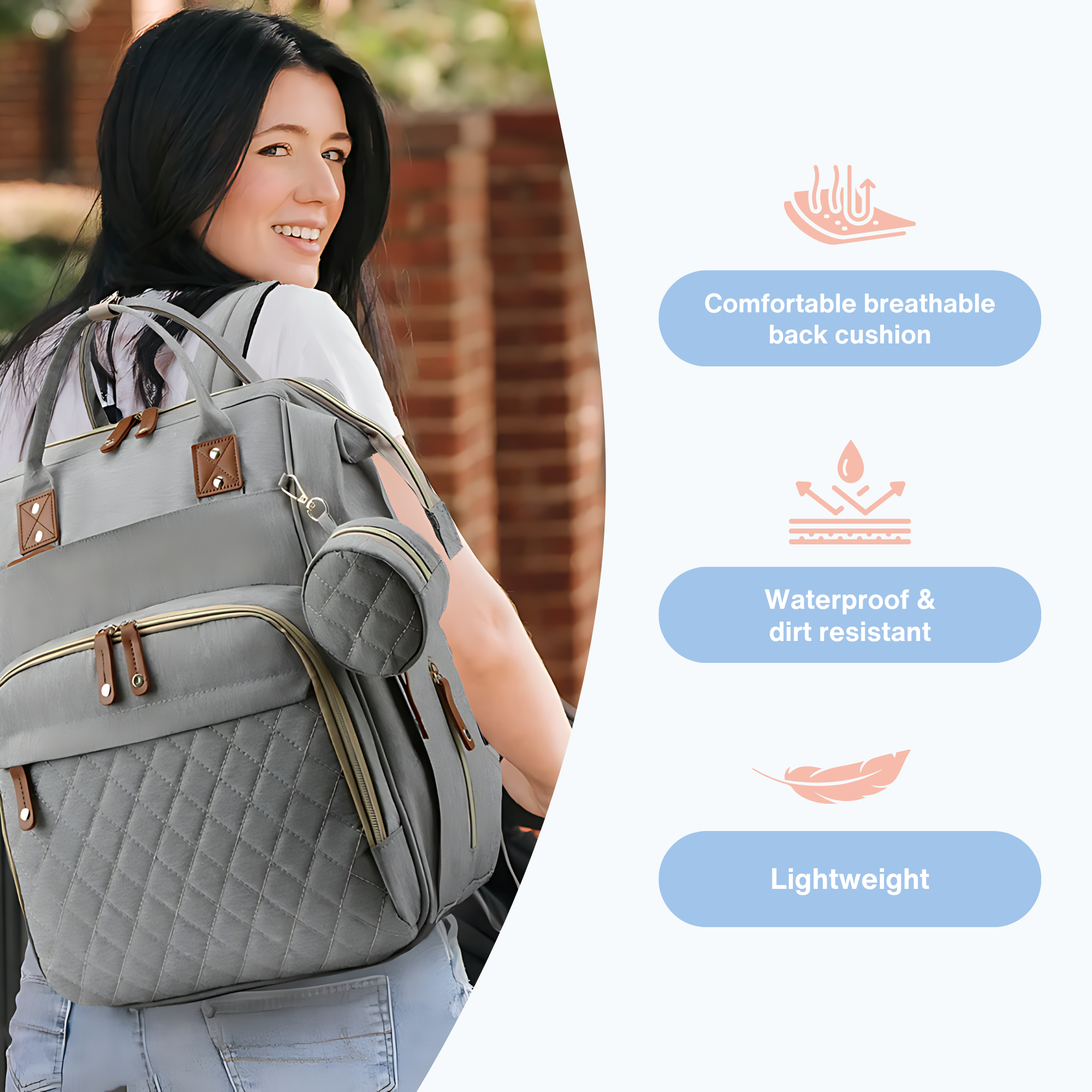 Diaper Bag | Waterproof, Multi-Pocket Design for Moms on the Go