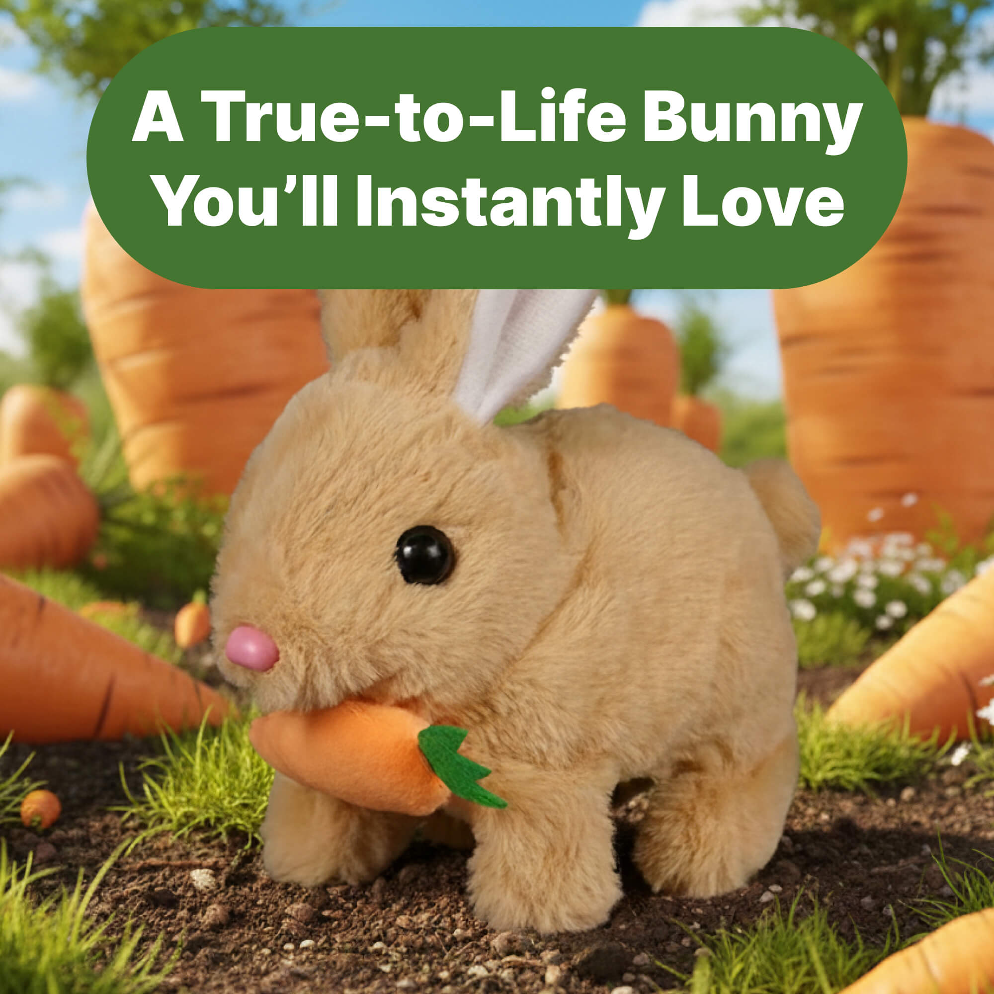 True-to-Life Interactive Bunny Pet | Toy Rabbit Rhat Hops - Wiggles Ears & Teaches Empathy for Kids Ages 3+