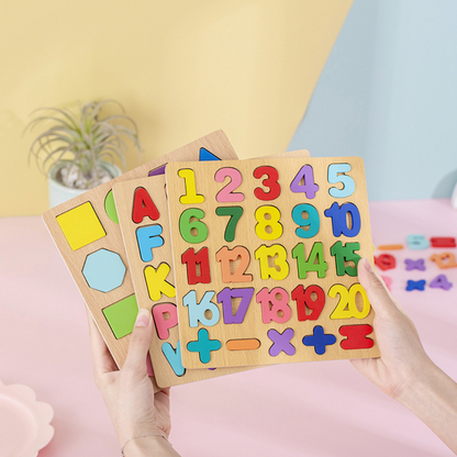 Woodland Wonders™ | Wooden Shapes, Numbers & Letters Puzzle for Early Learning & Educational Play