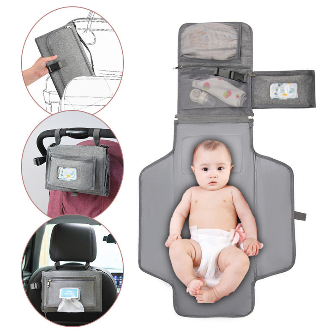 Compact Changing Mat with Pockets | Waterproof, Portable & Organized for On-the-Go Diaper Changes
