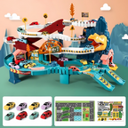 Dino Train Set for Kids – Light-Up Dinosaur Track with Cars, Bridges & Flexible Railway Adventure