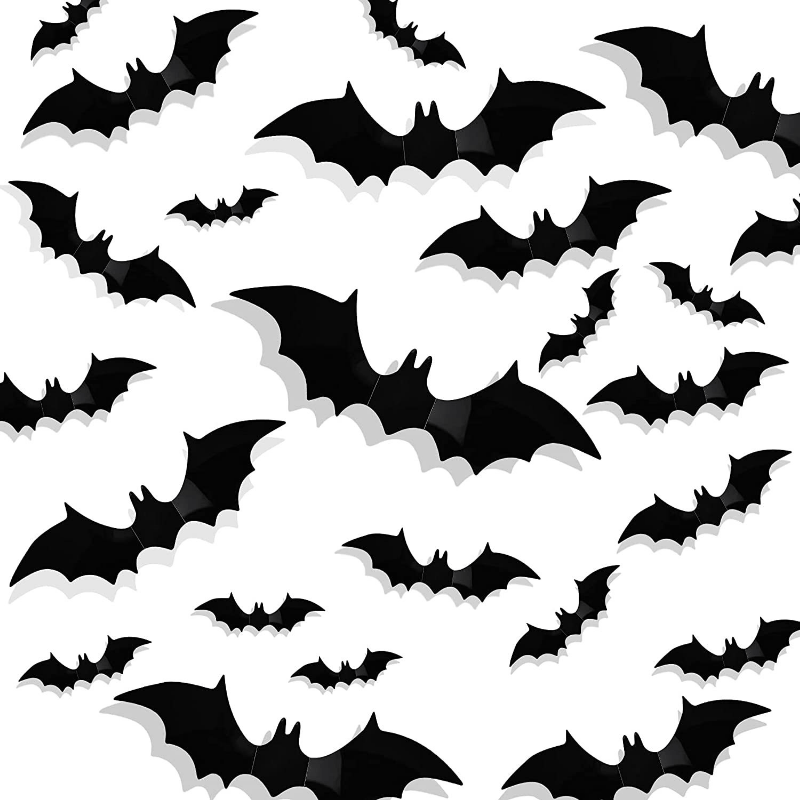3D Bat Wall Decals | Realistic, Reusable Halloween Decorations for Spooky Parties & Haunted House Decor