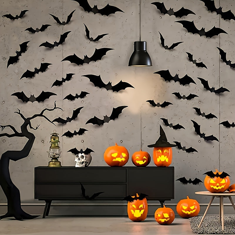 3D Bat Wall Decals | Realistic, Reusable Halloween Decorations for Spooky Parties & Haunted House Decor