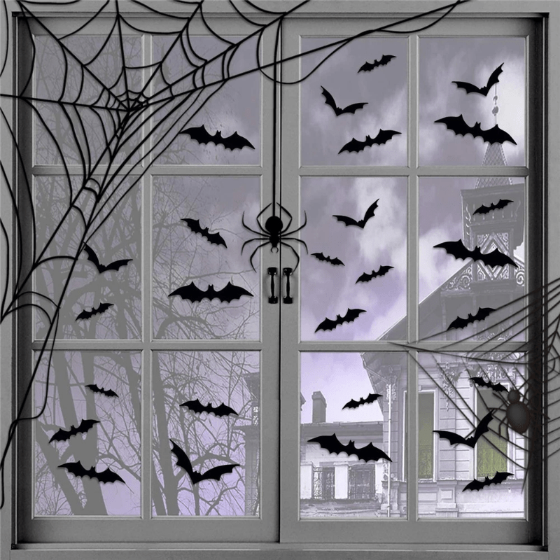 3D Bat Wall Decals | Realistic, Reusable Halloween Decorations for Spooky Parties & Haunted House Decor