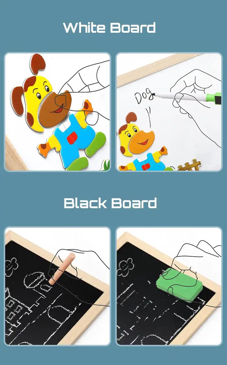 Montessori Drawing Board Toy for Kids | 2-in-1 Magnetic Whiteboard & Chalkboard – Educational Gift for 2 to 4 Year Old Girls & Boys