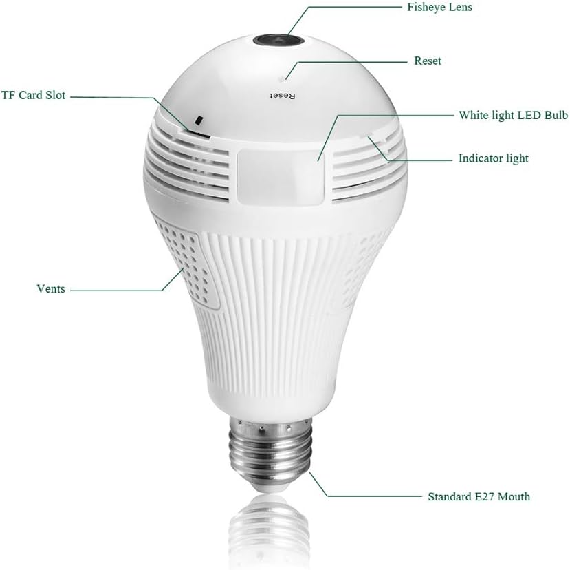 Light Bulb Security Camera | 360° Panoramic, WiFi Enabled with Night Vision for Home Surveillance