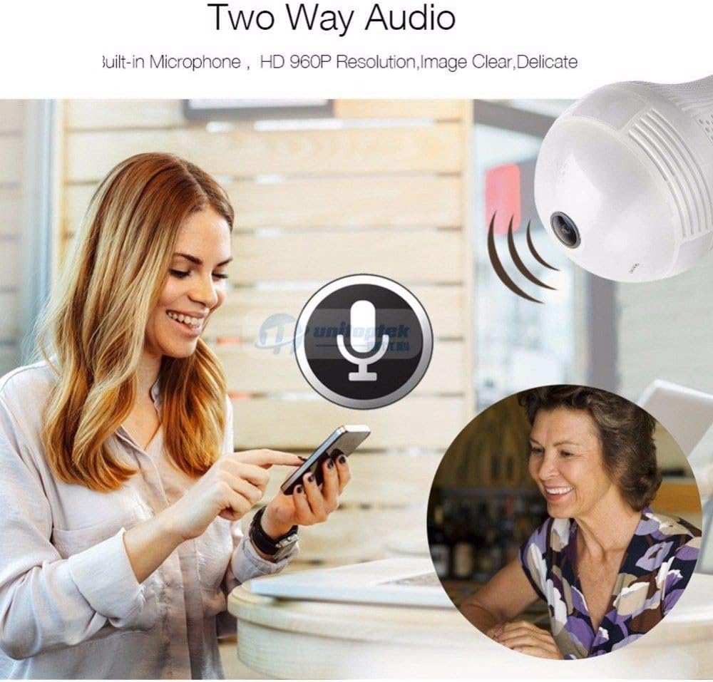 Light Bulb Security Camera | 360° Panoramic, WiFi Enabled with Night Vision for Home Surveillance
