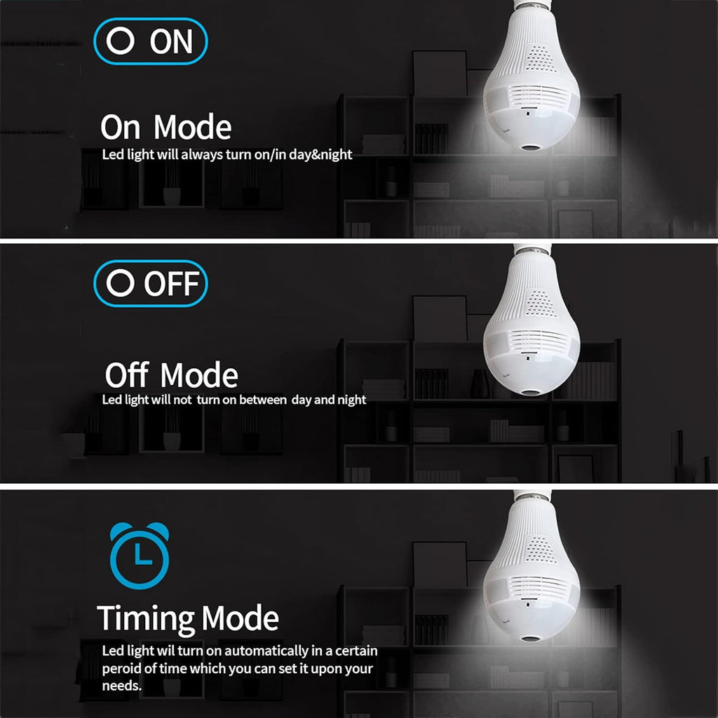 Light Bulb Security Camera | 360° Panoramic, WiFi Enabled with Night Vision for Home Surveillance