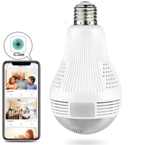 Light Bulb Security Camera | 360° Panoramic, WiFi Enabled with Night Vision for Home Surveillance