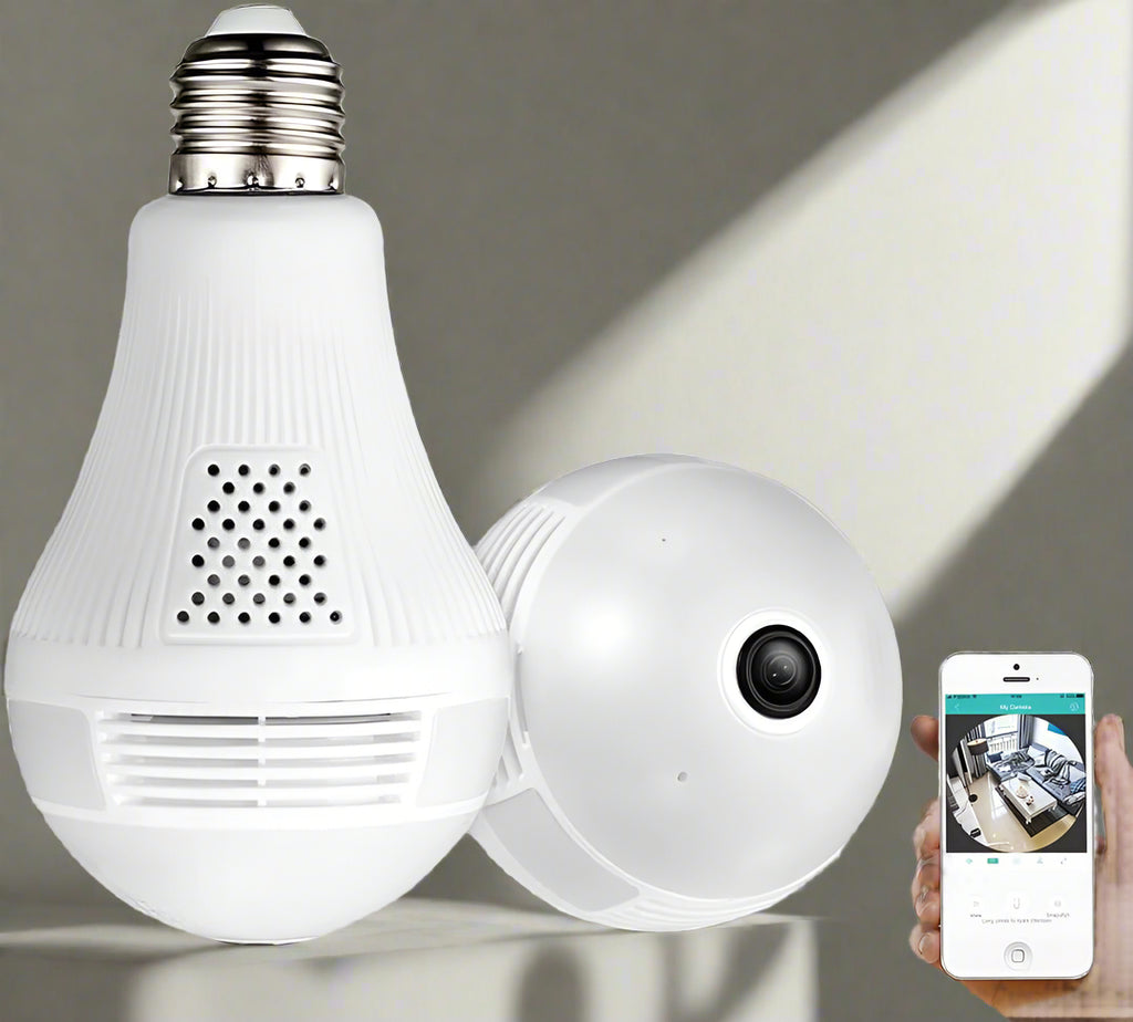 Light Bulb Security Camera | 360° Panoramic, WiFi Enabled with Night Vision for Home Surveillance