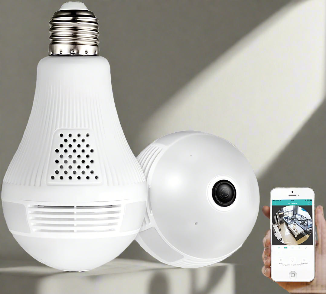 Light Bulb Security Camera | 360° Panoramic, WiFi Enabled with Night Vision for Home Surveillance
