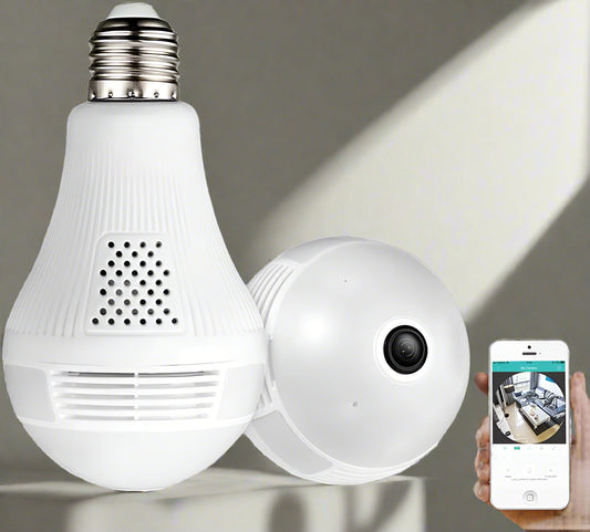 Light Bulb Security Camera | 360° Panoramic, WiFi Enabled with Night Vision for Home Surveillance