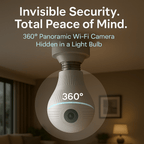 Light Bulb Security Camera | 360° Panoramic, WiFi Enabled with Night Vision for Home Surveillance